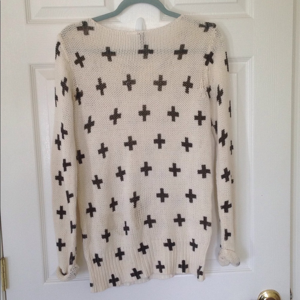 H&M:RARE Cross Print Cable-knit Sweater,Scoop Neck